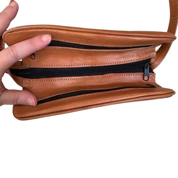 Genuine Mexican Leather Hand Tooled Bag Purse Floral Design Brown Mexico Western - Picture 8 of 13